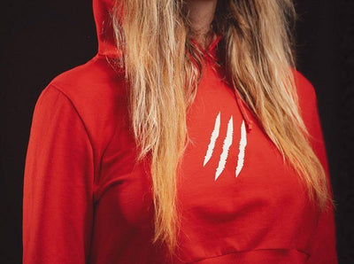 red cropped hoodie wake&shake athletics
